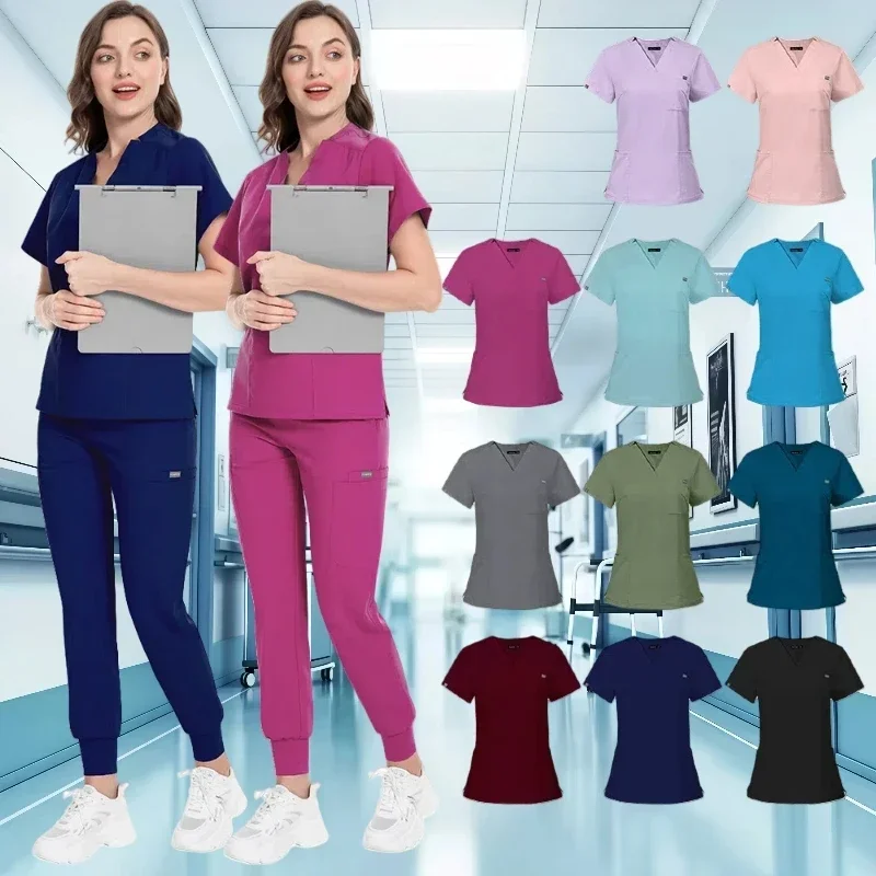 Medical Scrub พยาบาลชุดผ่าตัดคุณภาพสูงยืดหยุ่นขัด Healthcare Pharmacy สีทึบชุดขายส่ง Workwear Unisex