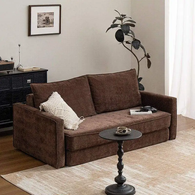 Vacuum compression, single fabric sofa, brown, medieval style, folding dual-purpose sofa bed
