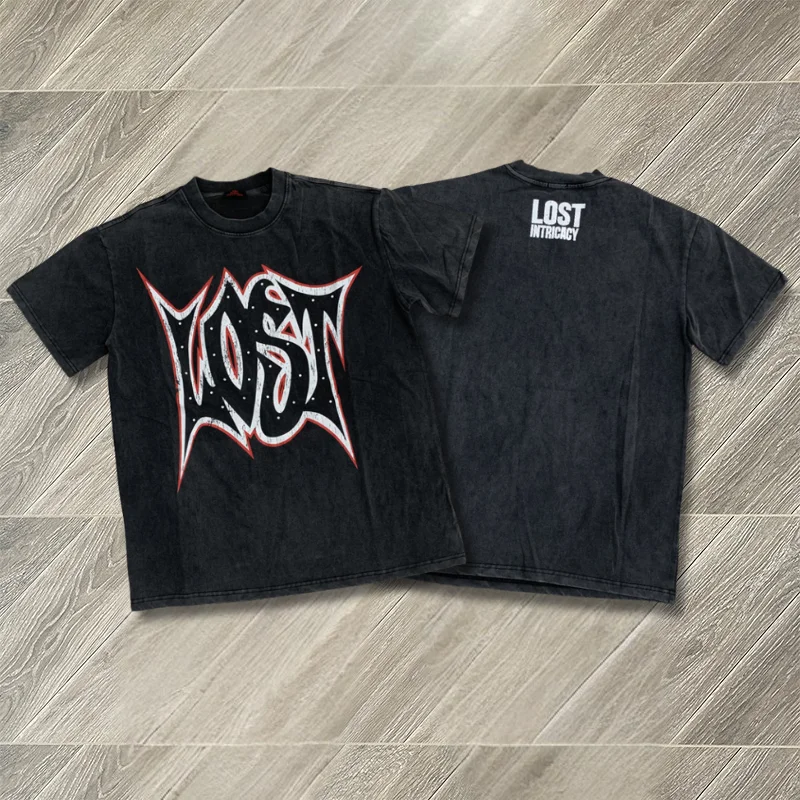 

Lost Intricacy T-shirt High Quality Washed Do Old Simple Diamond Embossed Cotton Short Sleeves Tshirts Men Women