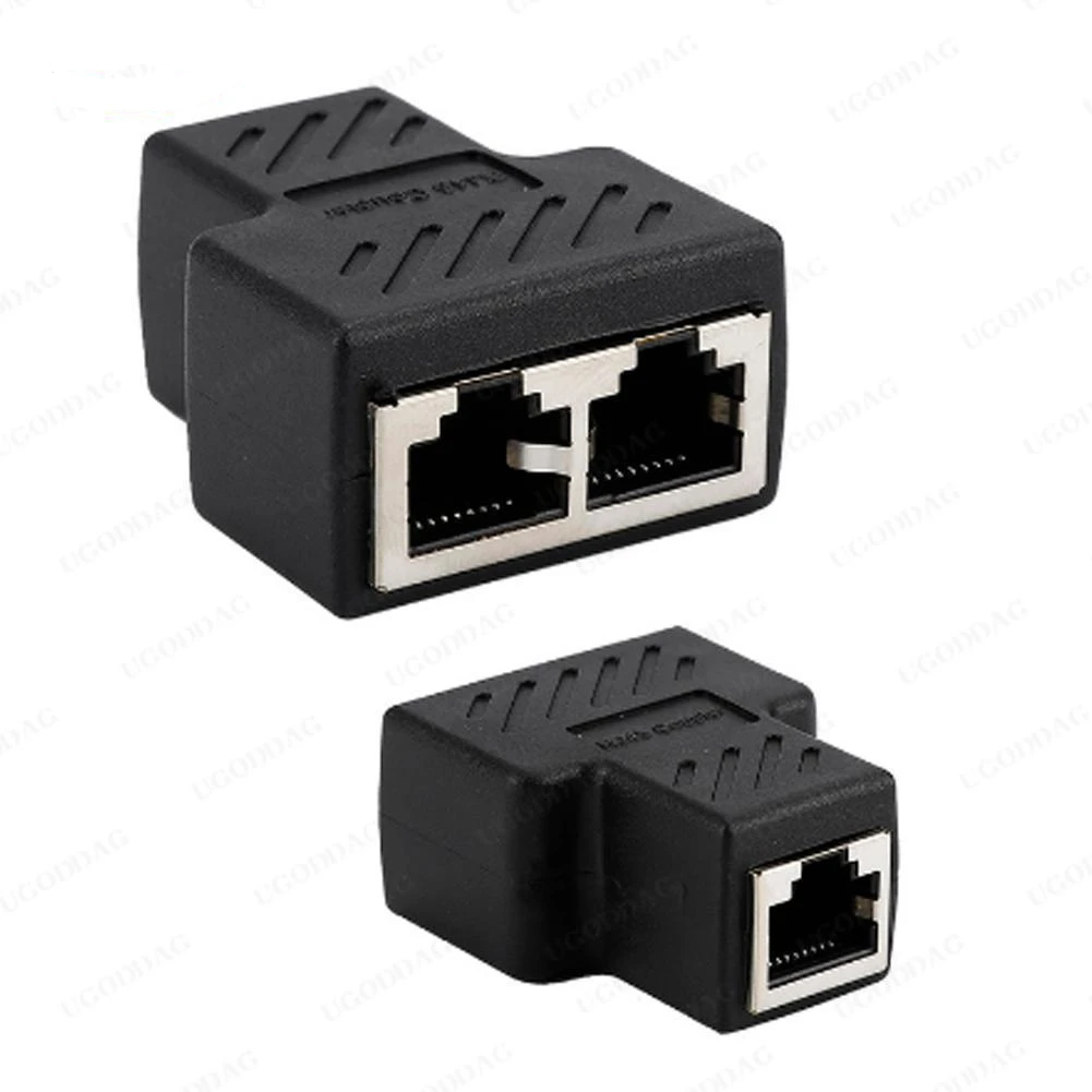 1 to 1 2 Way Dual Female Ports LAN Ethernet Network Cable Splitter Adapter RJ45 Female Splitter Socket Connector Adapter For PC