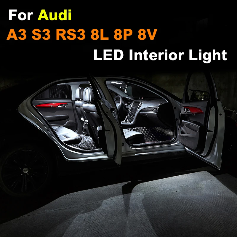 

Canbus Error Free For Audi A3 S3 RS3 8L 8P 8V Car LED Dome Map Interior Light Vanity Mirror Door Trunk Boot Lamp Kit