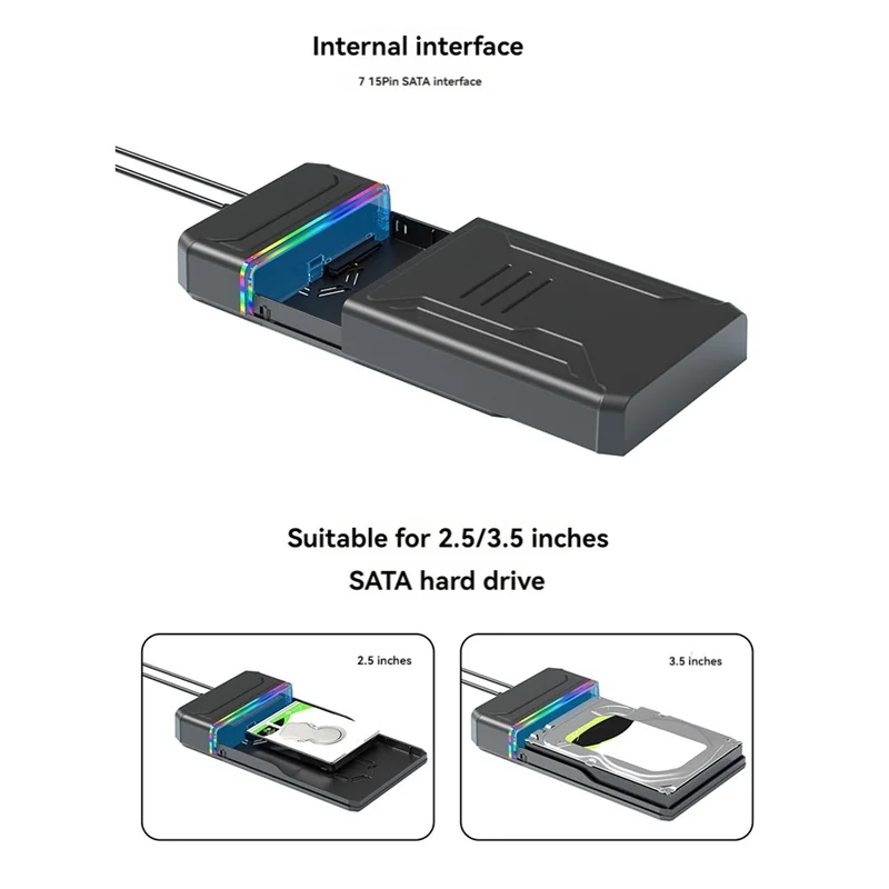 Gabinete de disco rígido otz sata para tipo c caixa de disco rígido com hdd externo led para disco rígido de 2.5 3.5 Polegada até 6gbps