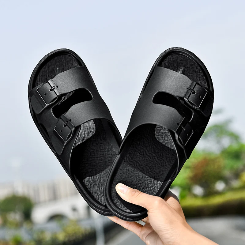 Slippers Men 2024 Outdoor Indoor High Quality Fashion Casual Classic Two Buckle Men Women Unisex Slides