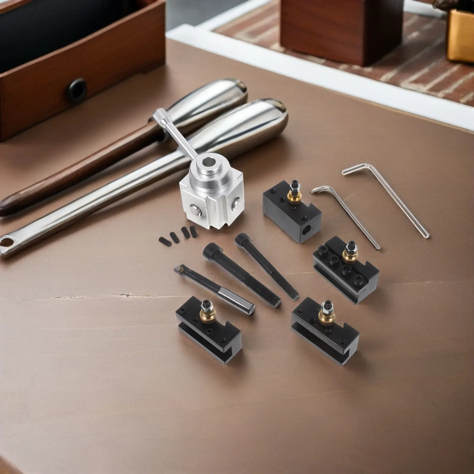 8Pcs Fast Change Tool Post Mini Lathe Aluminum Alloy Quick Release Tool Holder Precision Adapter Metalworking Workshop Lathe