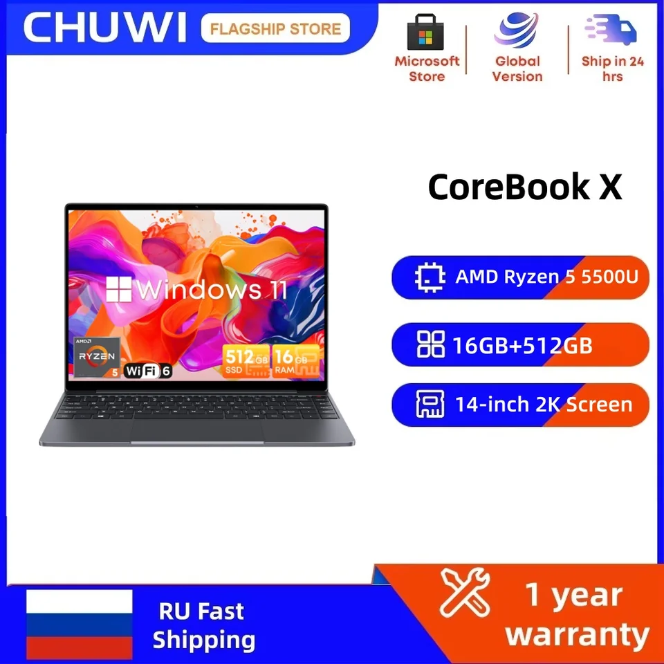 CHUWI CoreBook X Gaming Laptop AMD R5-5500U 14.1 inch 2K IPS