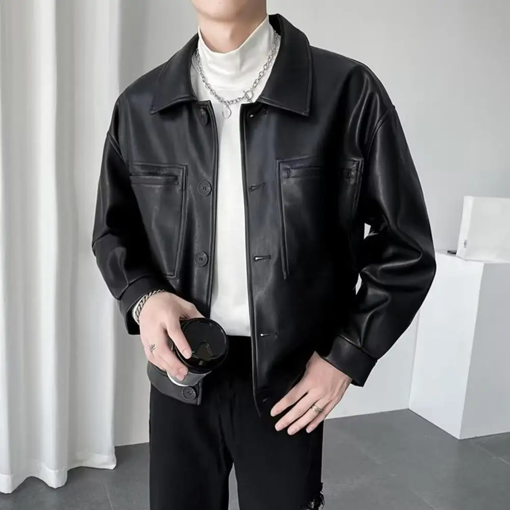 

Leather Biker Bomber Jacket Men's Motorcycle Clothing Smooth Soft Texture PU Aviator Jackets Man Autumn Military Coat