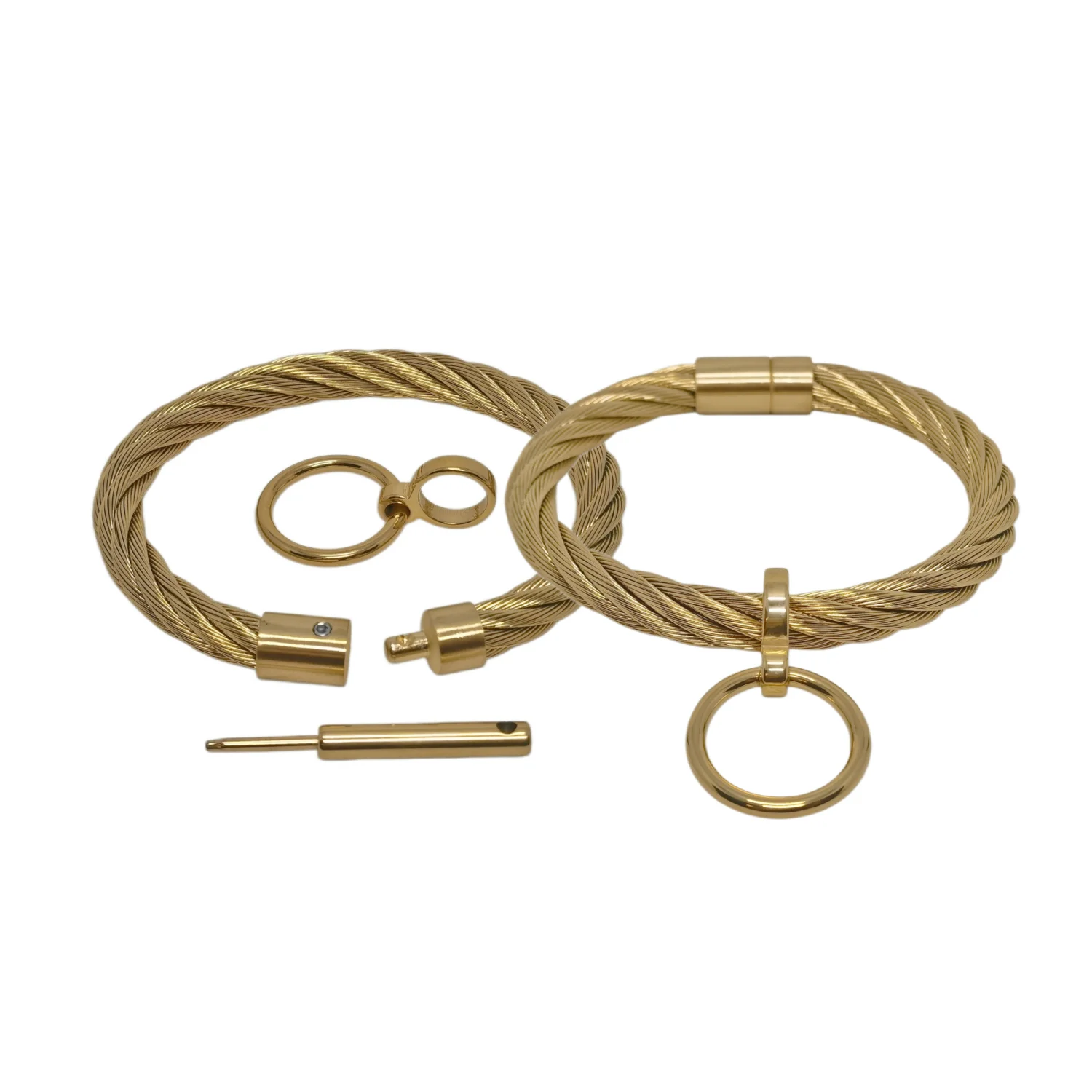 Fashion Women's 8mm Stainless Steel Wire Rope Chain Bangle Bracelet Lock with Screw Key Jewelry Accessory