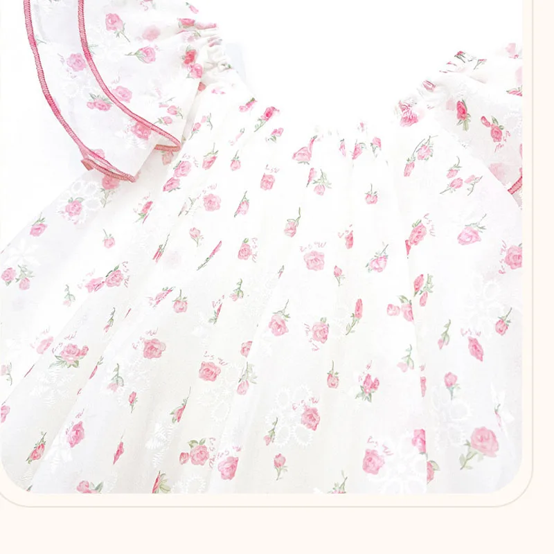 Summer Girls\' Clothing Sets Baby Sweet Flying Sleeve Floral Doll Shirt Top+Striped Mosquito Resistant Pants Elegant Kids Clothes
