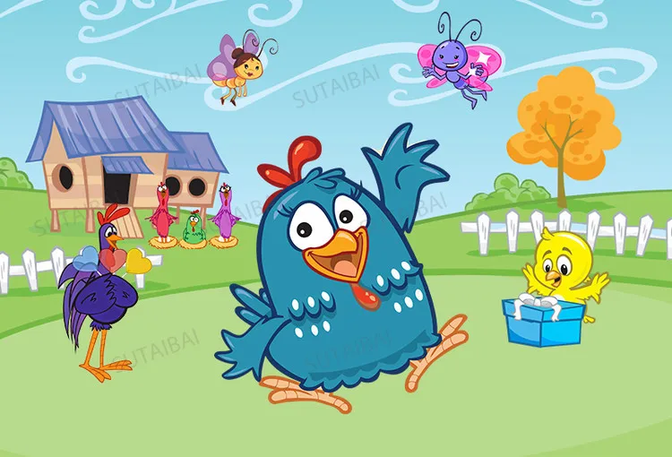 Telón de fondo con dibujos de animales de granja y pollo para estudio fotográfico, Fondo de vinilo para fiesta de cumpleaños de niños, Galinha pintada