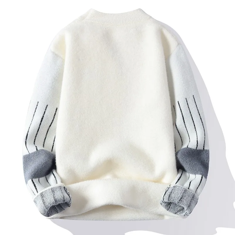 سترة رجالية محبوكة مقاس كبير عصرية حضرية Sle تصميم بسيط غير رسمي طويل Sve f ياقة عالية غير غرق