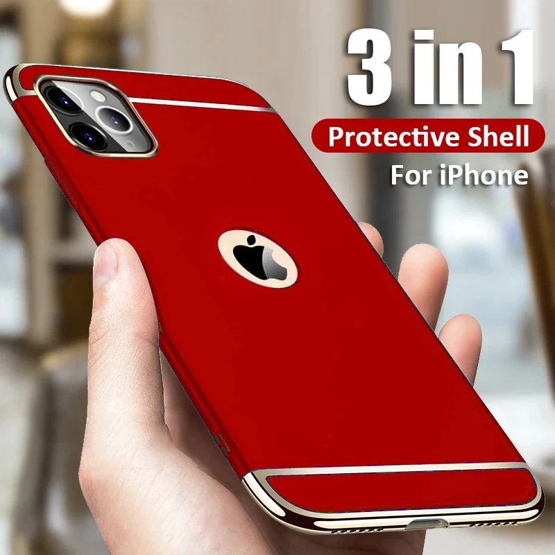 Luxury Plating Shockproof Phone Case For iPhone 7 8 Plus 6 6s PC Matte Hard Cover For iPhone X Xr Xs 11 12 13 14 Pro Max Case