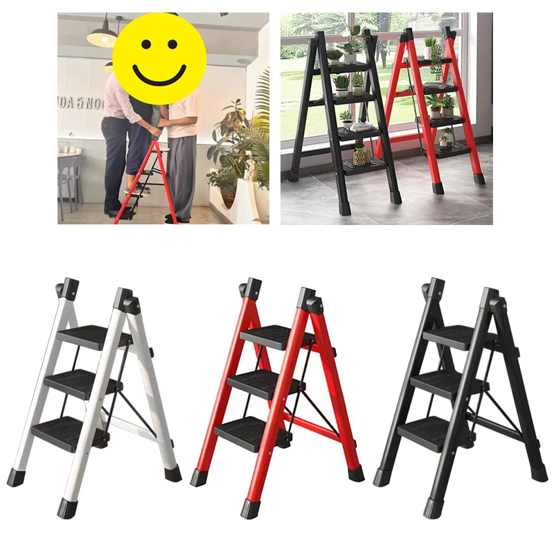 Multifunctional Folding Ladder Strong Load-bearing Capacity Protable Ladder Stable Structure Step Stool Storage Shelf For Home