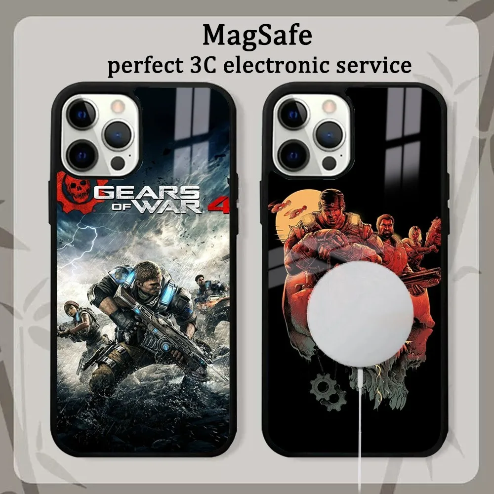 Game G-Gears Of-Wars Phone Case For IPhone 16 15 14 13 12 11 Pro Max Plus Mini Magsafe Mirror Wireless Magnetic Cover