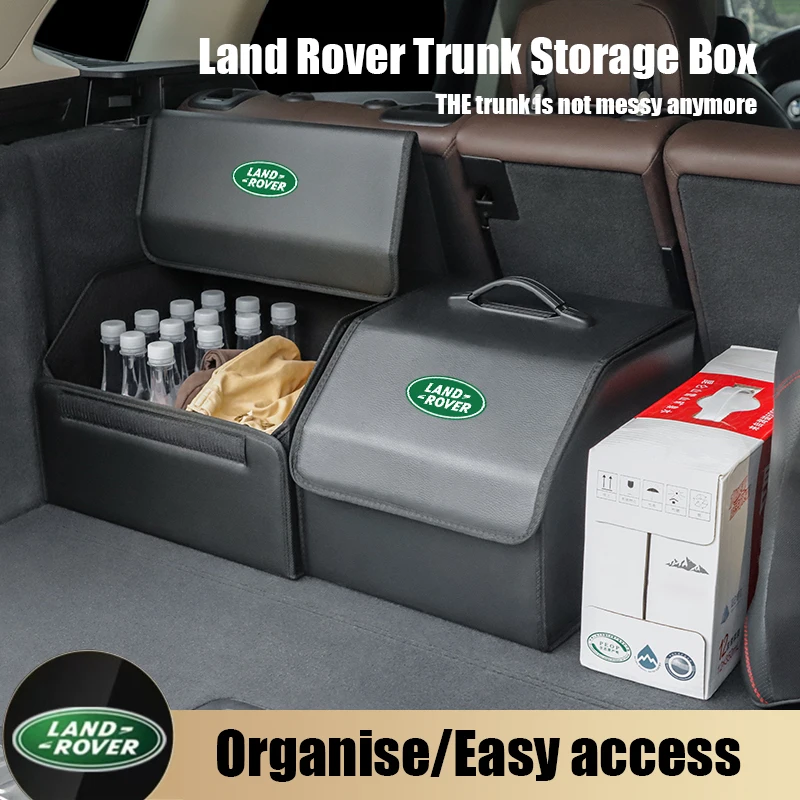 Car Trunk Collapsible Leather Tidying Stowing Box Accessories For Land Rover Range Rover L320 L322 L405 L494 Vouge Discovery Evo