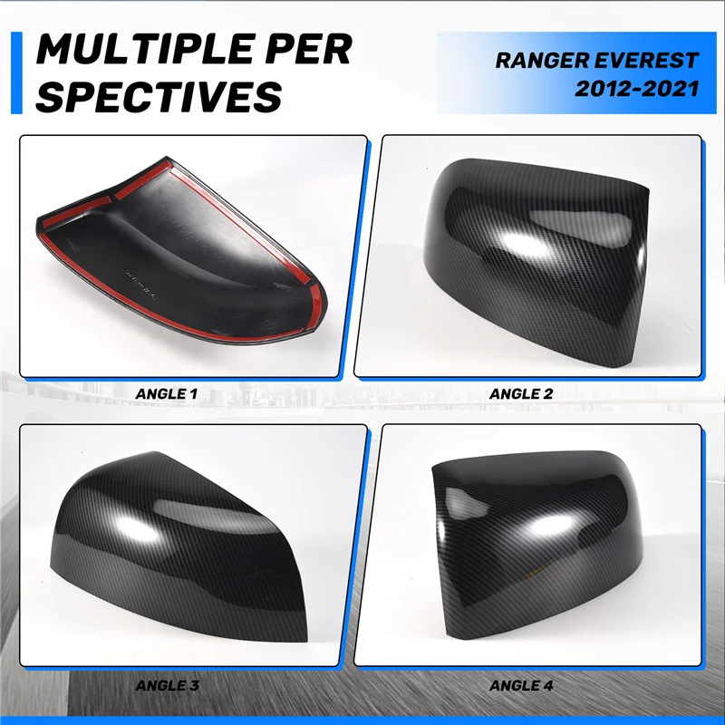

Carbon Fiber Rear View Mirror Housing Cover Cap -Side Door Mirror Cover For Ford Ranger / Everest 2012-2021