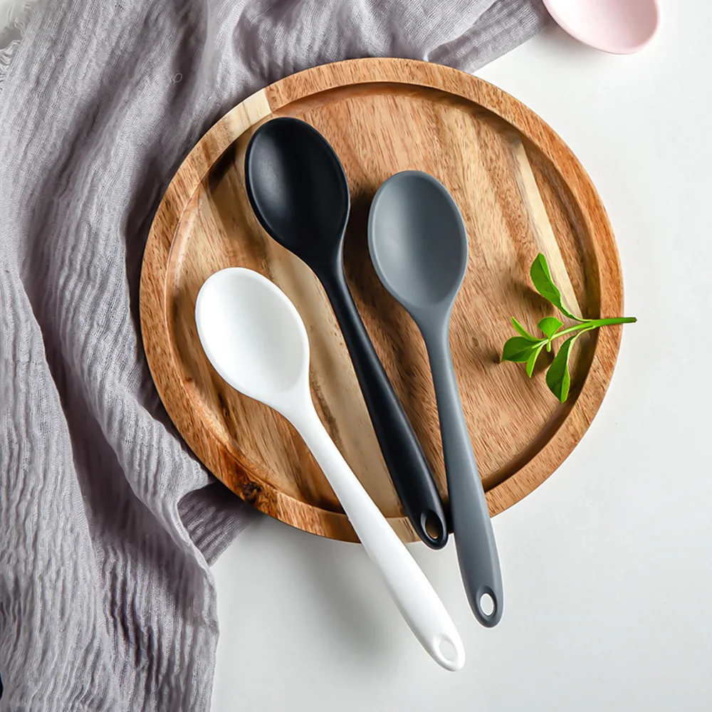 

Silicone Dessert Kitchen Utensils Cake Stirring Spoon Dinnerware Soup Spoon Flatware