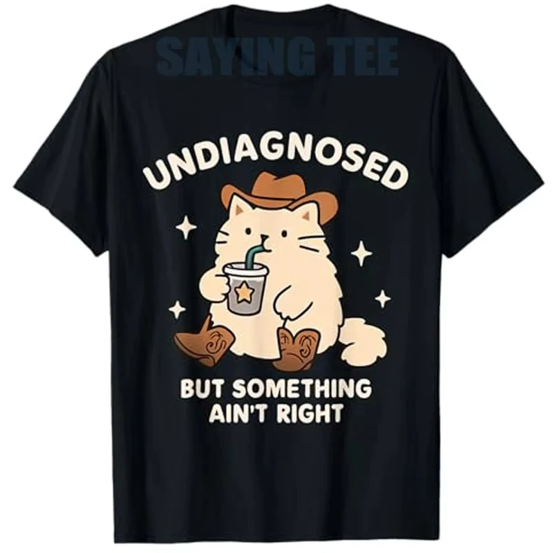 Funny ADHD Cowboy Cat T-Shirt for Men