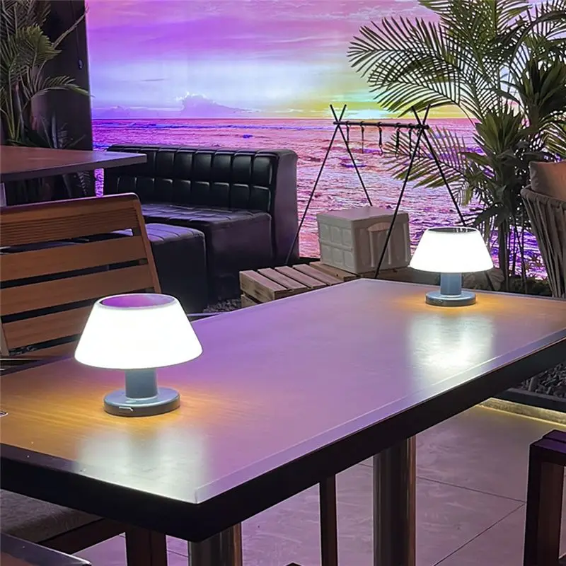 AT19-Outdoor Solar Table Lamp Waterproof Garden Indoor Desk Solar Read Lamp Dimmable Cordless Night Light Durable Easy Install