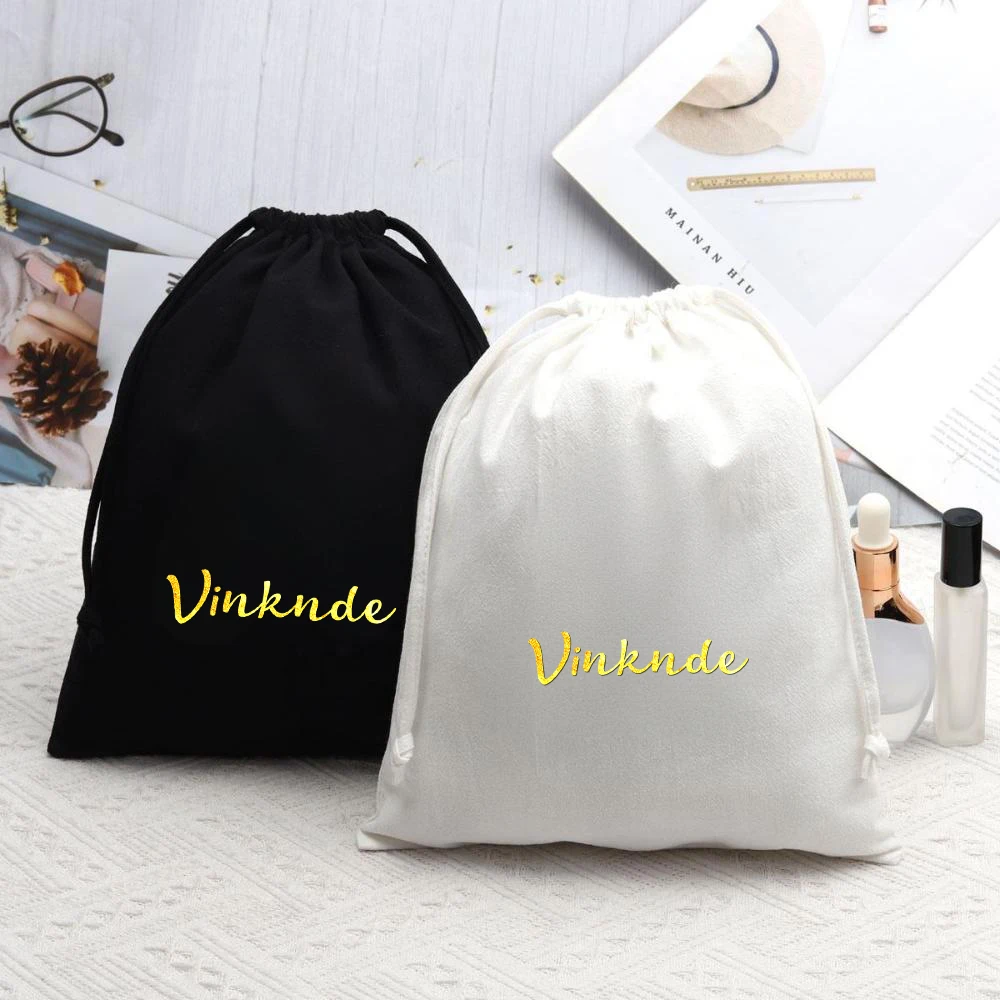 

100pcs Bulk Personalized Logo Drawstring Velvet Flannel Pouches 9x12cm Jewelry Earrings Packaging Storage Bag Wedding Favor Sack