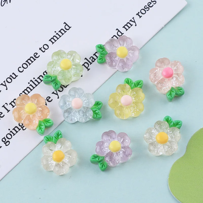 Mini Sakura Flower Resin Cabochons Flatback for Scrapbook Home Decoration Accessory Lovely Transparent FlowersDIY Slime Charm