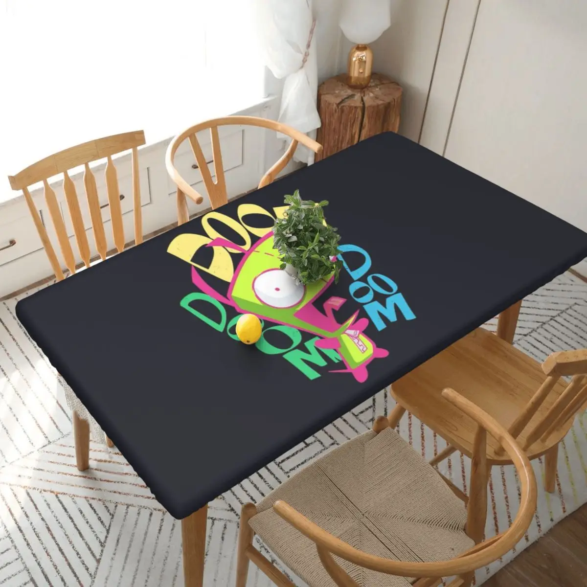 Invaders Zims Anime Cartoon Alien Customized Rectangular Tablecloth Oilproof Table Cover for Dining Events Table Cloth