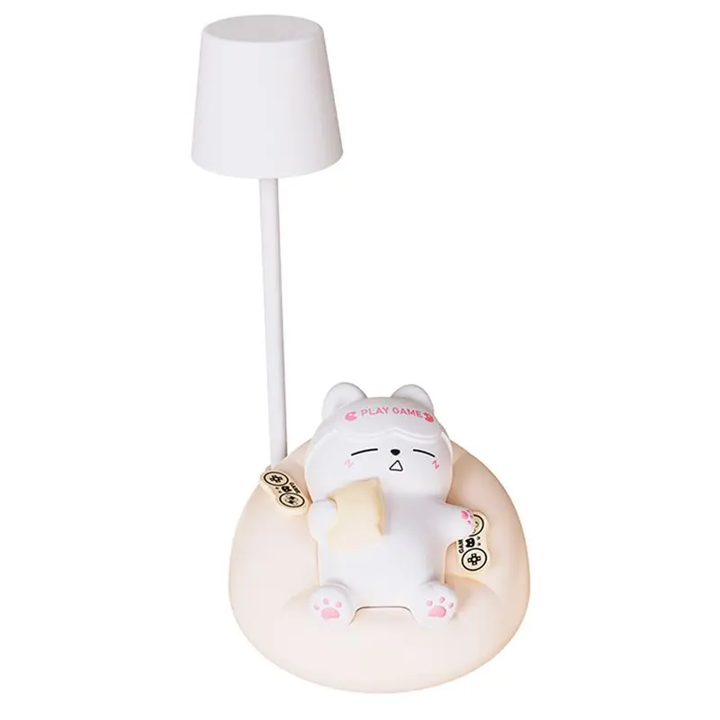 A96I-LED Desk Lamp Mini Cat Dimming Reading Light 3 Lighting Mode USB Rechargeable Bedside Nightlight Portable Night Light
