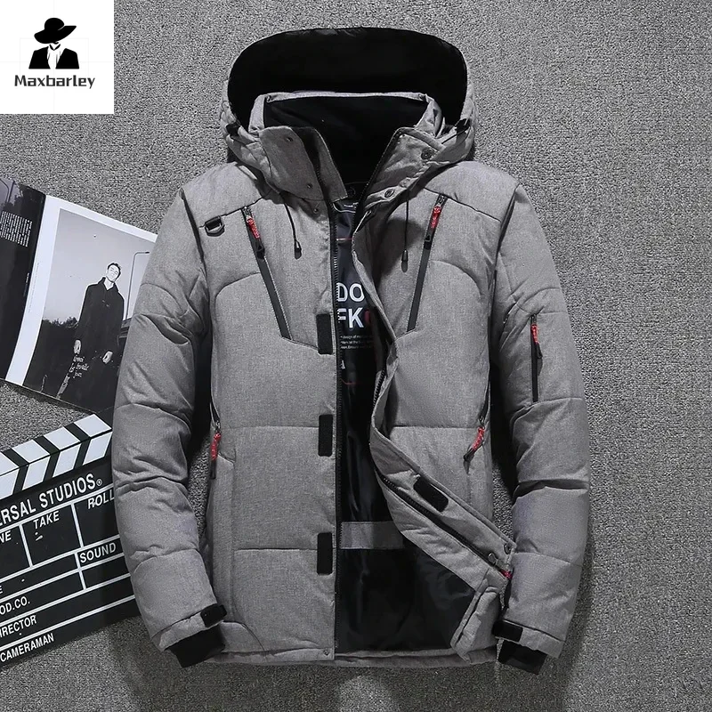 2024 Mens White Duck Down Jacket Warm Hooded Thick Puffer Jacket Coat Male Casual High Quality Overcoat Thermal Winter Parka