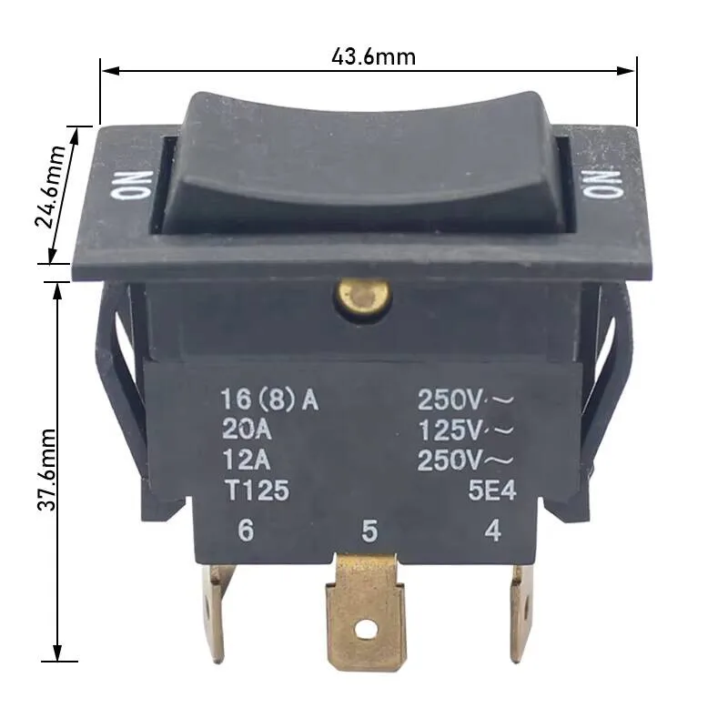 KCD4 Rocker Switch 2 Position ON-OFF 6 Pin Electrical Equipment Power Switch 16A 250V 20A 125V AC Heavy Duty DPST Button