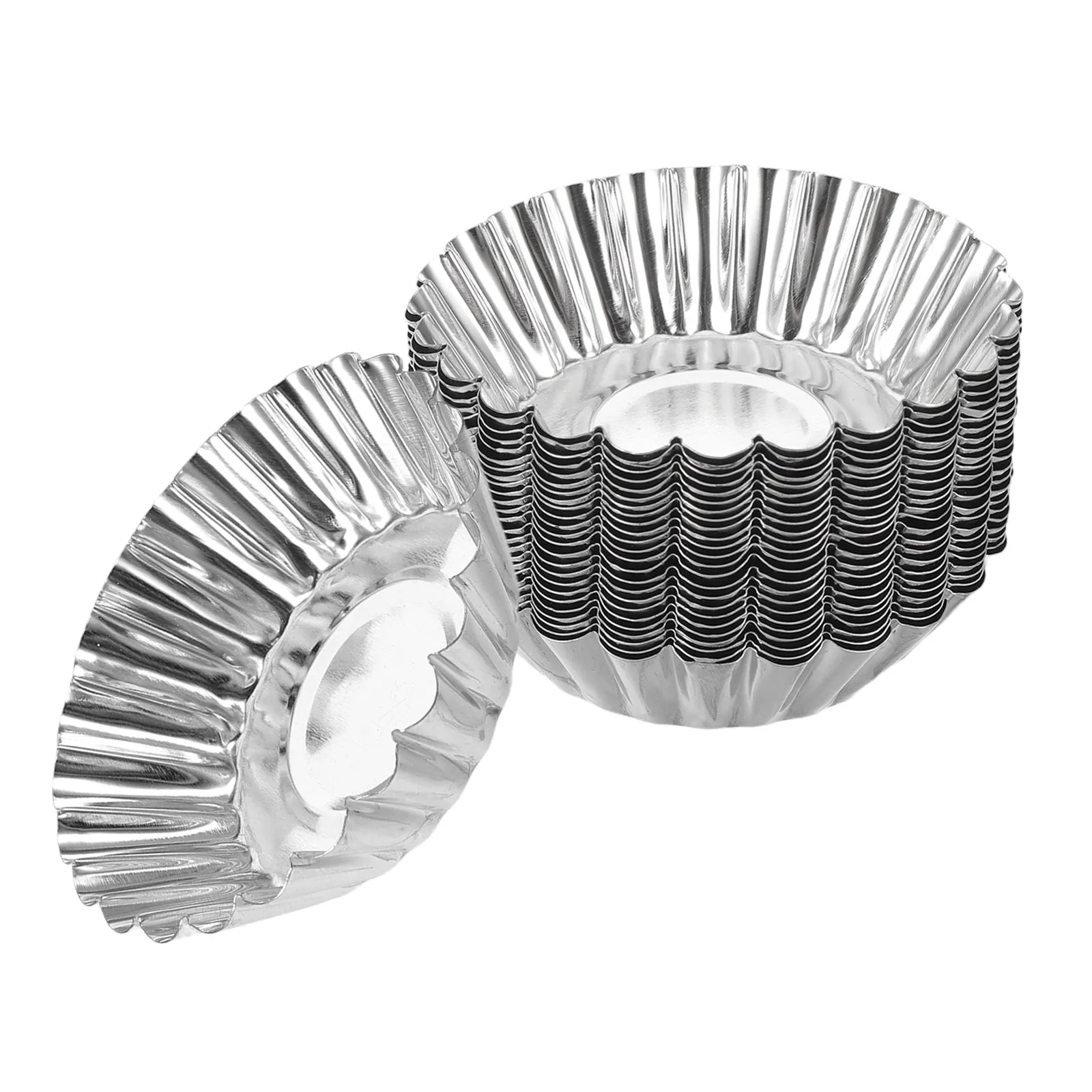 25Pcs Aluminum Alloy Egg Tart Molds Mini Tart Tins With Chrysanthemum Pattern F…