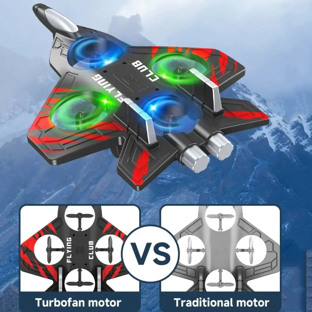 CZ01 RC Quadcopter Glider Jet - 2.4G Remote Control Stunt Toy Plane with Lighting, Foam Flying Aircraft for Boys