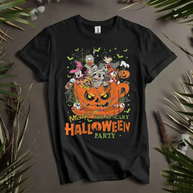 

Мужская повседневная футболка с Микки не так страшный Хэллоуин, новинка лета Y2K, мужское и женское очень большое платье для пар