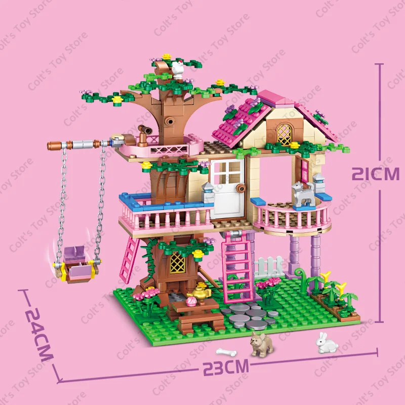 2024 mädchen Freundschaft Baum Haus Villa Schloss Bausteine Klassische Freunde Mädchen Modell Figuren Spielzeug Für Kinder Geburtstag Geschenk