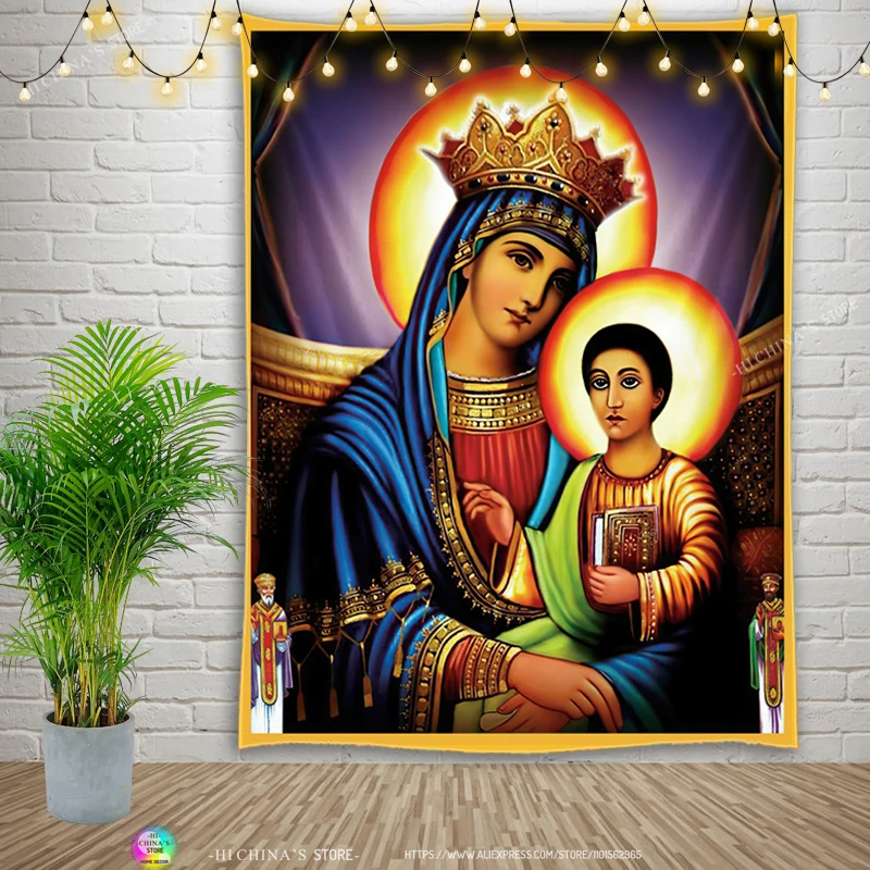 Jesus Virgin Mary gobelin domowy anioł dekoracyjny estetyczny dodatek artystyczny ozdoba do powieszenia na ścianie chrystus wystrój pokoju