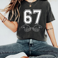 Funny Six Seven T-shirt 67 Hand Tshirt Meme Generation Alpha Tshirt Trendy 67 Tee Unisex Short Sleeves Tops Funny Gen Alpha Gift