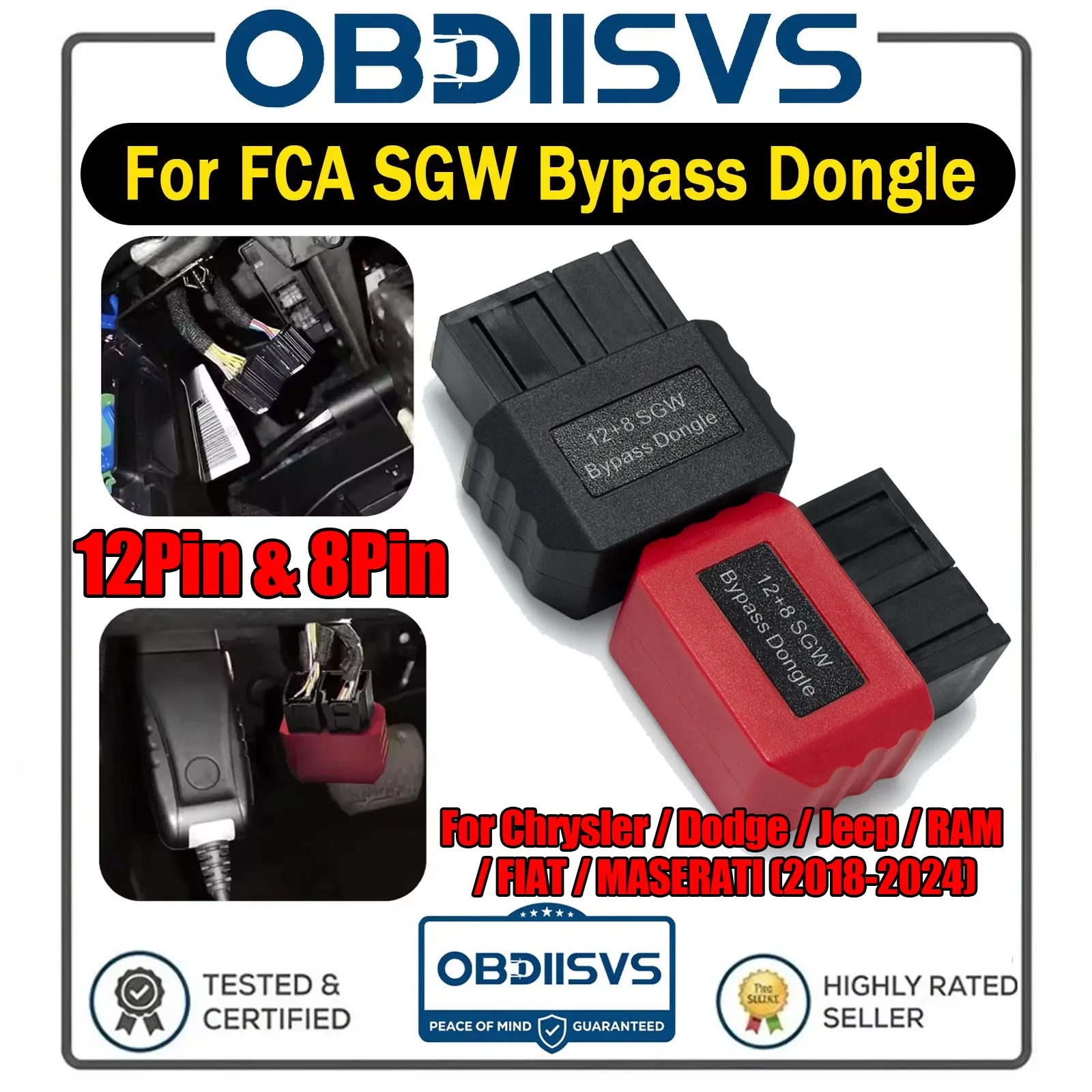 SGW Bypass Dongle Adapter For FCA vehicle Security Gateway Adapter For ALFA-ROMEO/Chrysler/Dodg /Jeep/RAM/FIAT/MASERATI 2018+