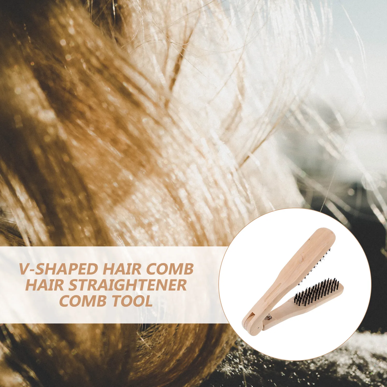 

2Pcs Wooden Hair Straightening Brush V Shaped Comb Anti Static Quick Styling Tool for Smooth Natural Hair Salon Home Use