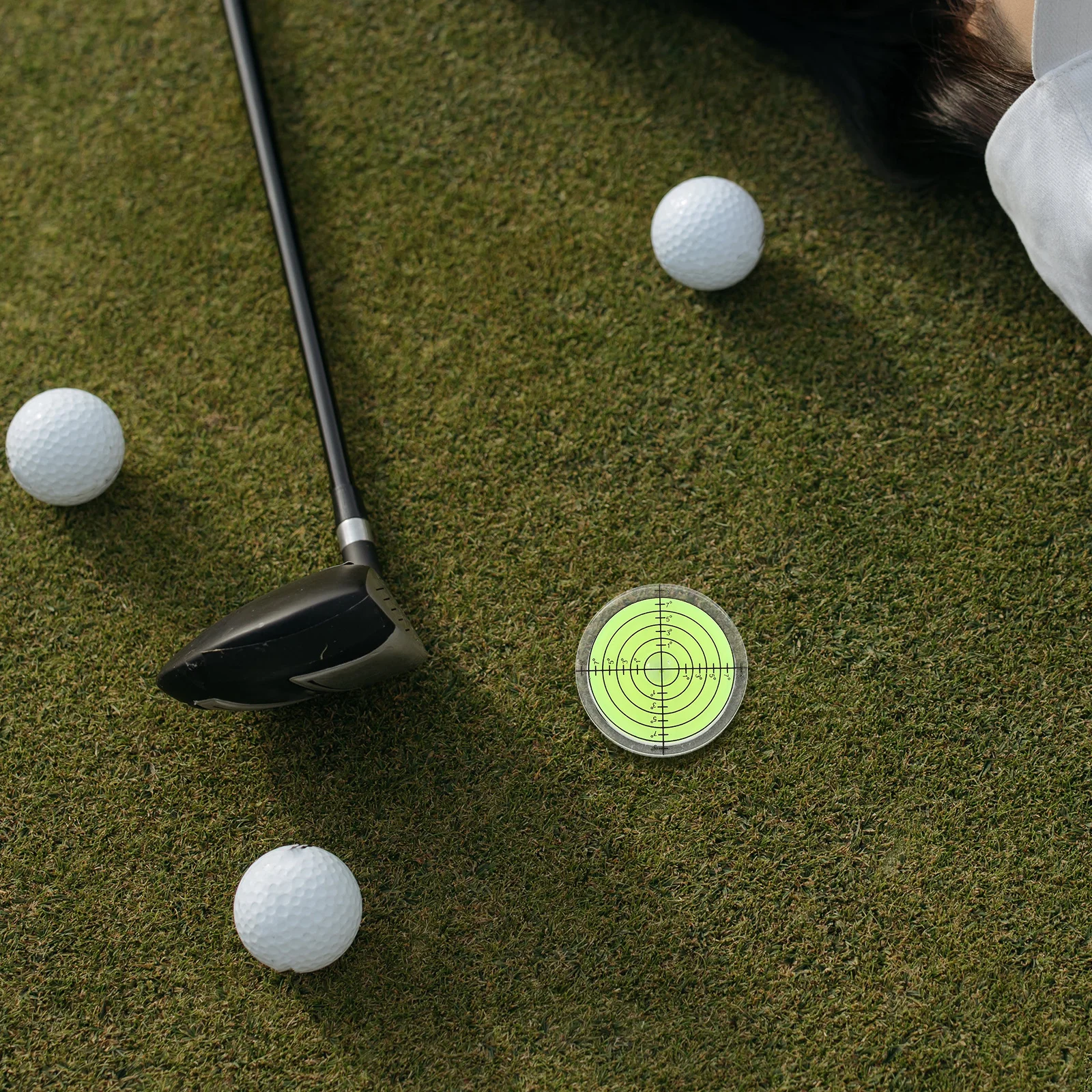 علامة كرة الجولف المستديرة على مستوى الفقاعات، بلاستيك مدمج خفيف الوزن وعالي الدقة، علامات كرة الجولف المحمولة