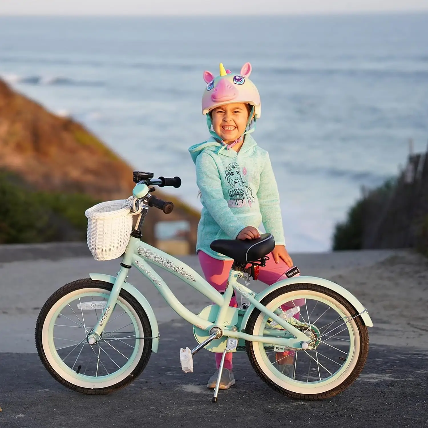 Vélo de croiseur pour enfants avec roues d'entraînement, frein de dessous de verre, croisière pour enfants, 12 po, 2 à 7 ans, filles et garçons