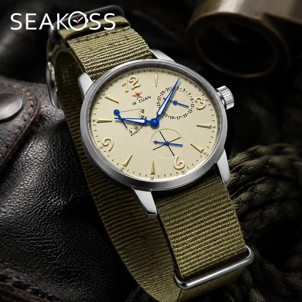 SEAKOSS Classic 1963 40mm Original Seagull ST1780 Men's Pilot Automatic Mechanical Watch Retro Style Sapphire 5Bar Wristwatches