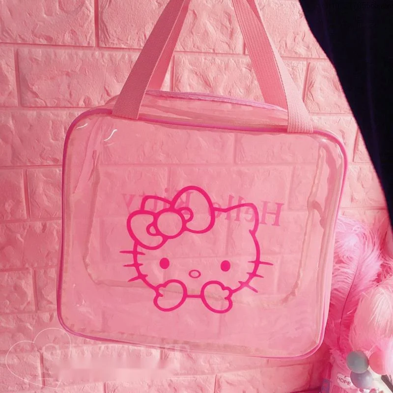 Sanrio Hello Kitty Cartoon Cute Swimwear Storage Bag Y2k Women Transparent Makeup Wash Bag Travel Bath Bag Waterproof Bath Bag