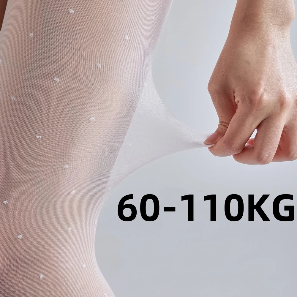 

60-120 кг, 2 шт., новые белые колготки в горошек, женские большие размеры, черные шелковые жаккардовые красивые высокие тонкие удлиненные чулки