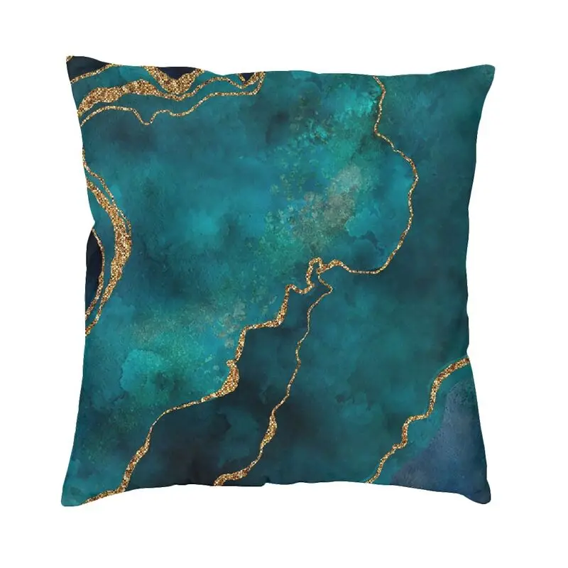 Luxury Blue And Turquoise Agate Gemstone Throw Pillow Case Home Decor Custom Square Cushion Cover 40x40cm Pillowcover for Sofa