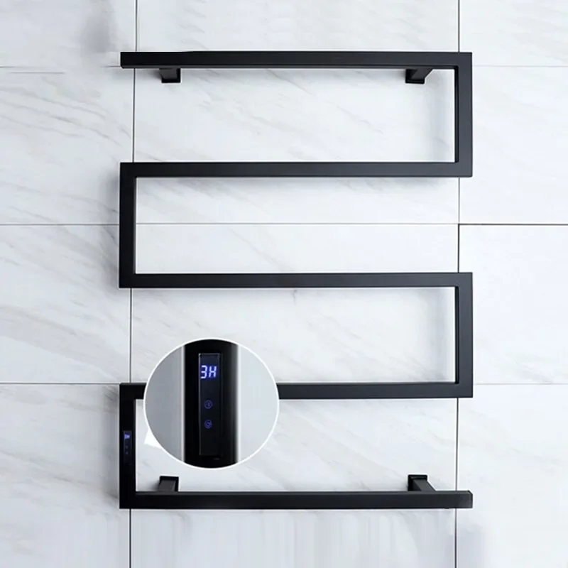 Black/Chrome Bathroom Electric Bath Towel Heating Holder Heater, Hidden/Exposed Installation,