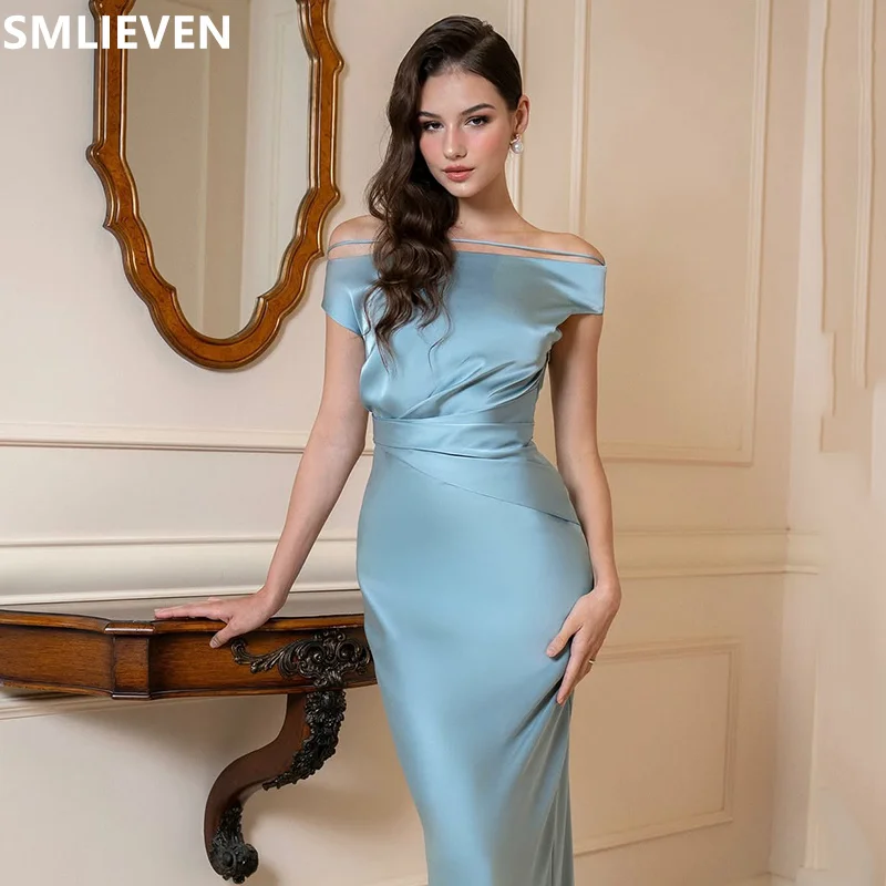 

Smileven Sexy Mermaid Off Shoulder Prom Dresses Sleeveless Evening Party Gowns Pleats Wedding Party Dress 2025 Customized