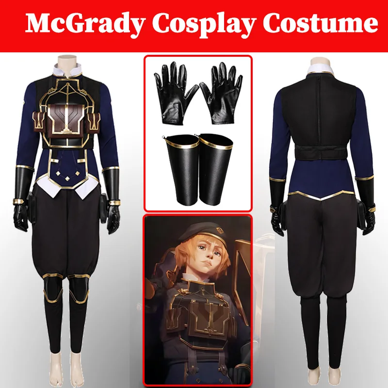 Game LoL Nolen McGrady Cosplay Women Fantasia Costume Female Role Play Outfits Hand Props Gloves Vest Armour Set Halloween Suit