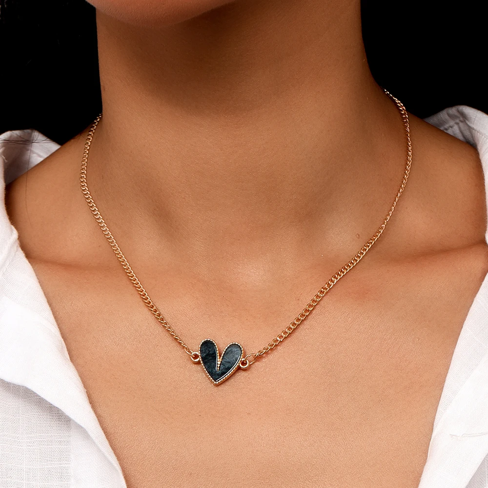 Aihua Niedliche Kawaii Mädchen Herzanhänger Halskette für Frauen Neuer Trend Mädchen Schlüsselbeinkette Party Geburtstag Schmuck Geschenke – Detail 5