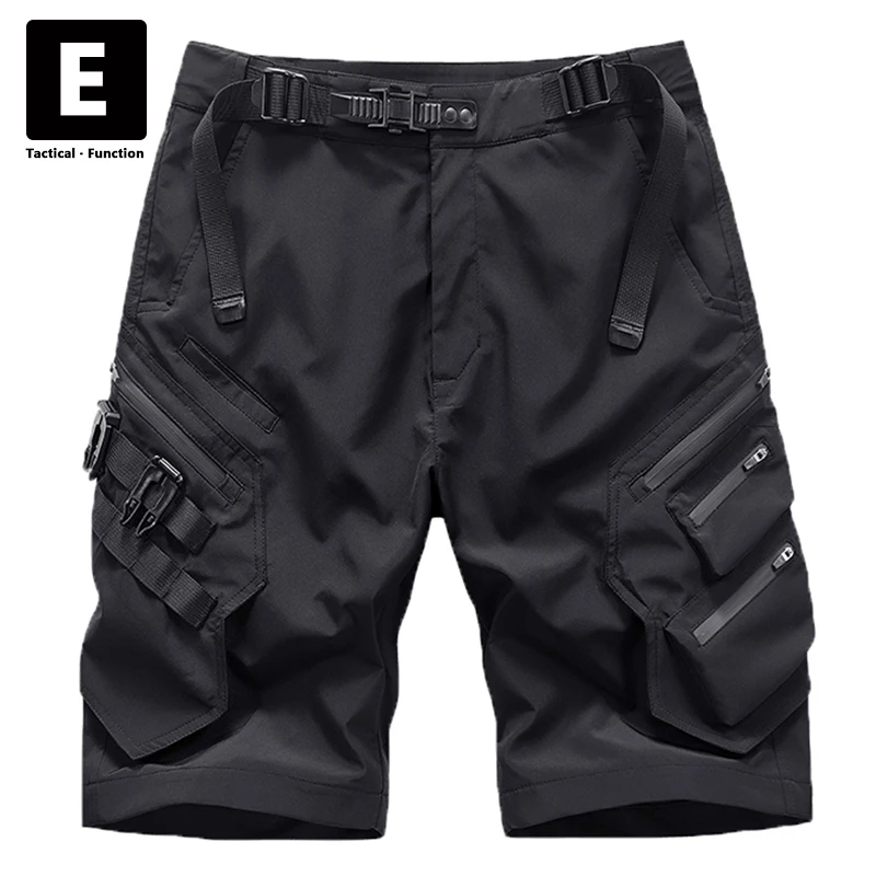 

Black Shorts Men Techwear Pocket Cargo Short Pants Summer Streetwear Harajuku Shorts Male Tactical Function Shorts