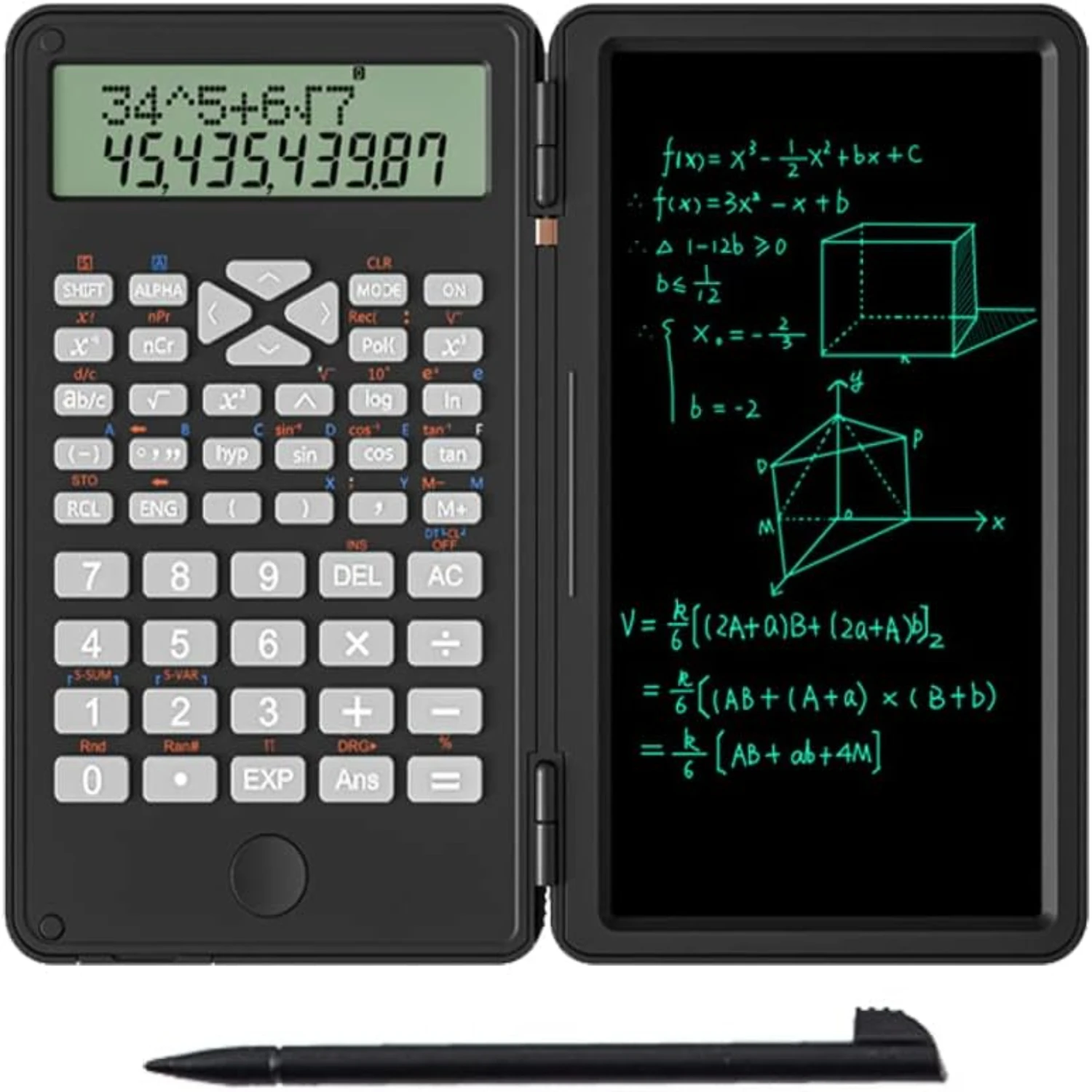 2 in 1  Calculator with Writing Tablet, Desktop Pocket LCD Science Calculator Notepad  Financial Calculator for  School Office B