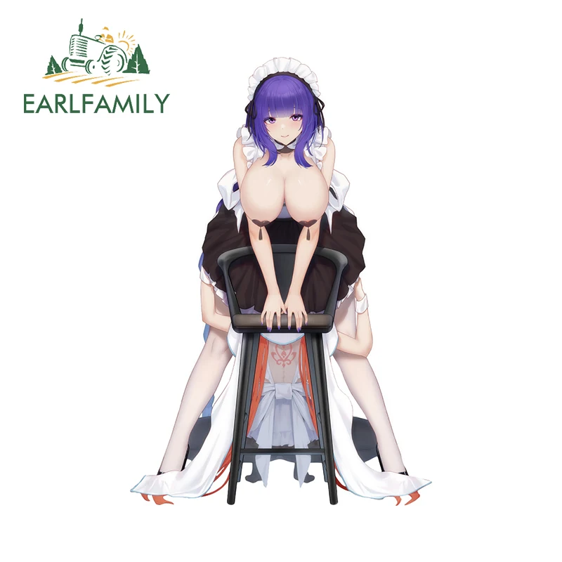 

EARLFAMILY Raiden Shogun Genshin Impact Car Sticker Vinyl Personality Big Chest Sexy Computer Host Decal Waifu Laptop Decoration