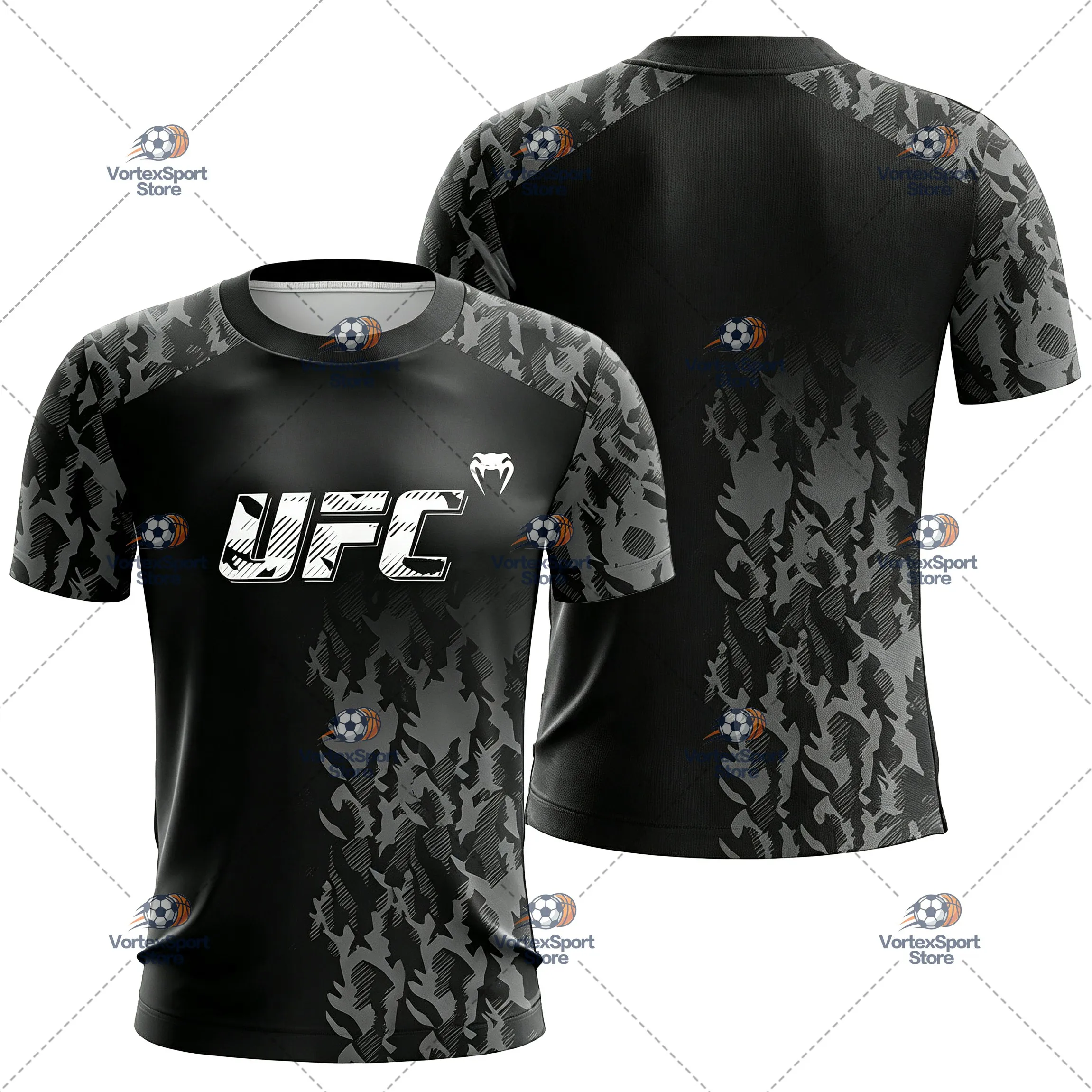 Kinder- und Herren-UFC-Box-T-Shirt, schnelltrocknend, alle Größen, Kurzarm, O-Ausschnitt, Camouflage-Farbe, Boxtraining, Fitness-Jersey – Detail 5